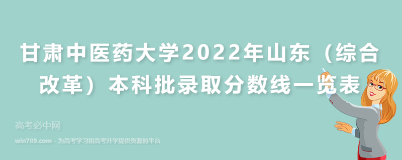 甘肃中医药大学2022年山东（综合改革）本科批录取分数线一览表