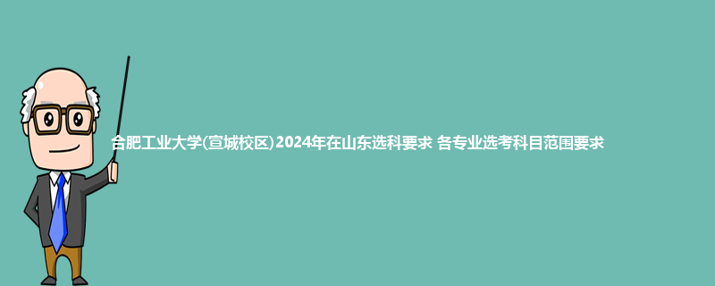 合肥工业大学(宣城校区)2024年在山东选科要求 各专业选考科目范围要求