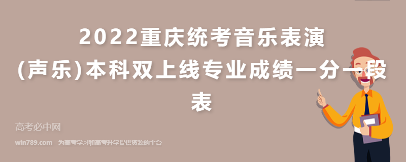 2022重庆统考音乐表演(声乐)本科双上线专业成绩一分一段表