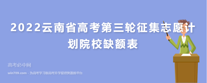 2022云南省高考第三轮征集志愿计划院校缺额表