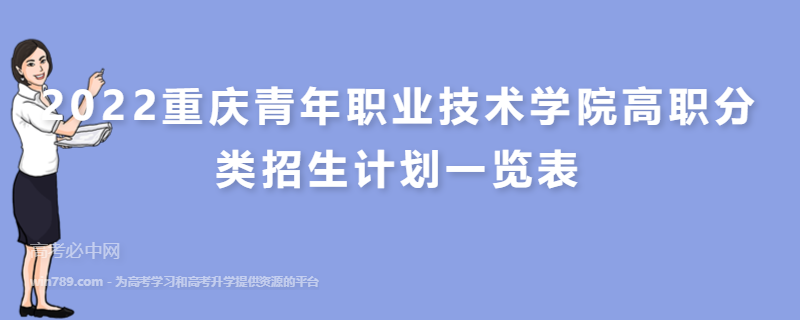 2022重庆青年职业技术学院高职分类招生计划一览表