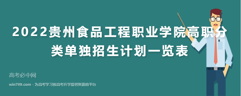 2022贵州食品工程职业学院高职分类单独招生计划一览表